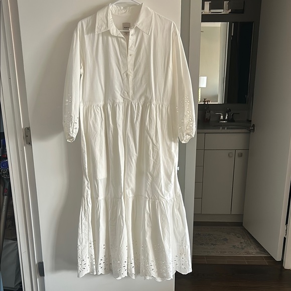 Maeve Dresses & Skirts - Anthropologie Bettina Maeve White Tiered Shirt Puff Sleeve Sundress